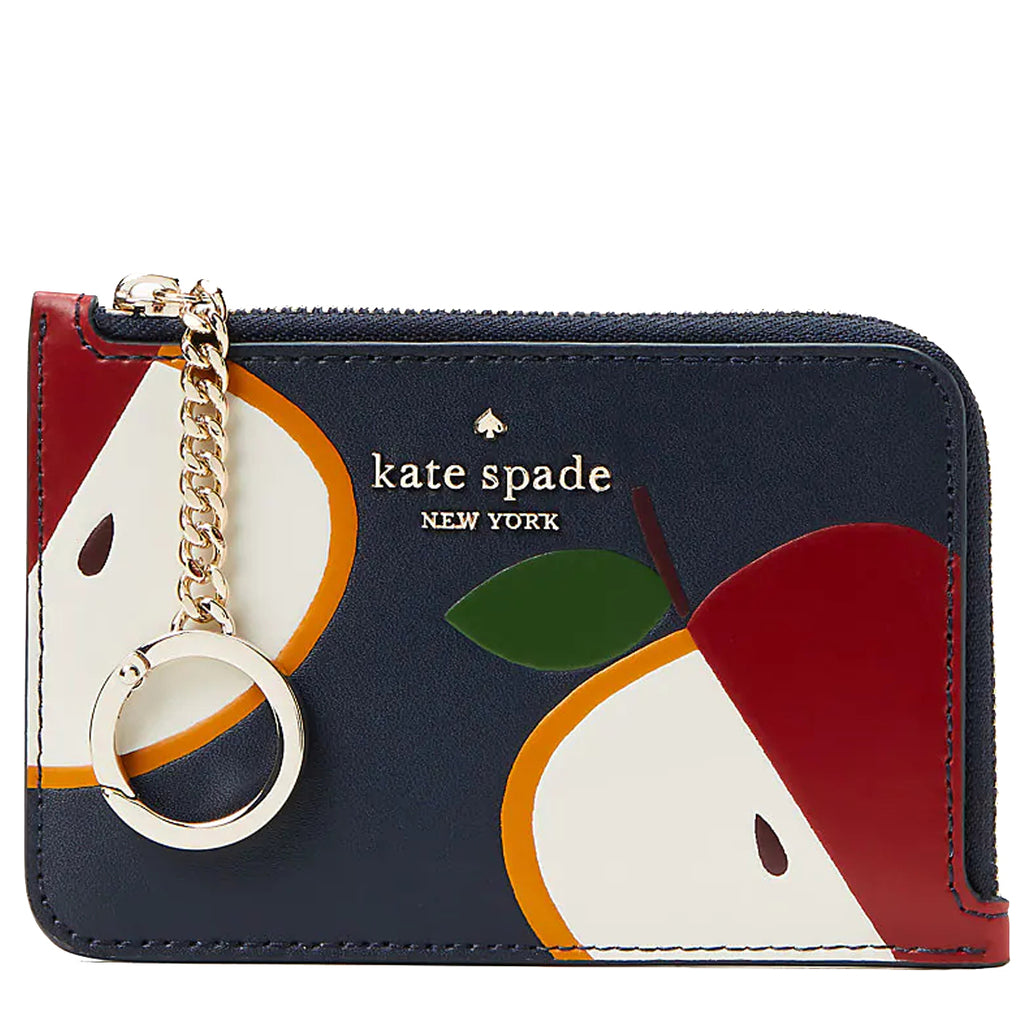 Kate Spade Honeycrisp Apple Medium L-Zip Card Holder in Blue Multi k82 –  