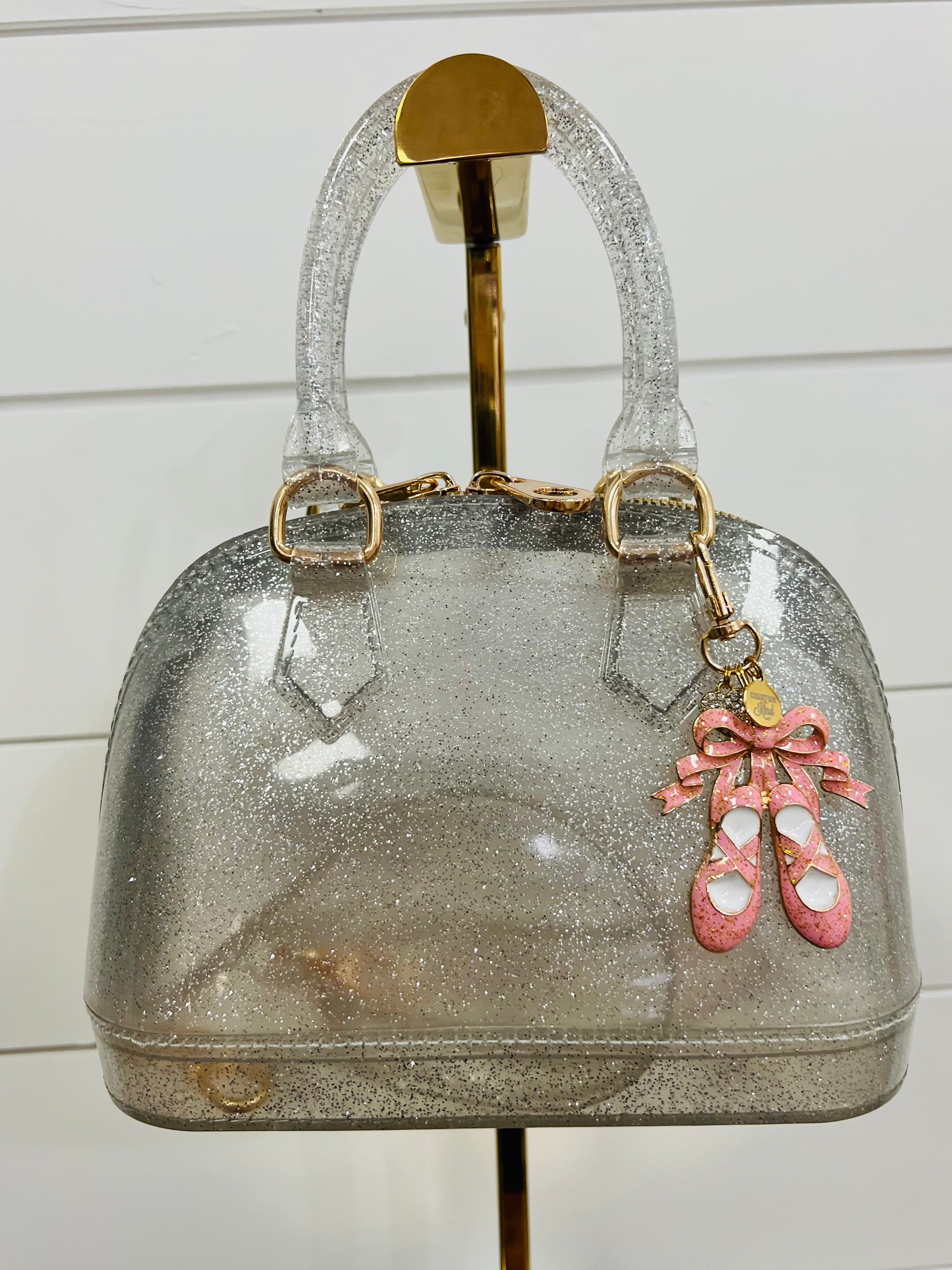 Cate Handbag | Silver Sparkle w Ballet Charm