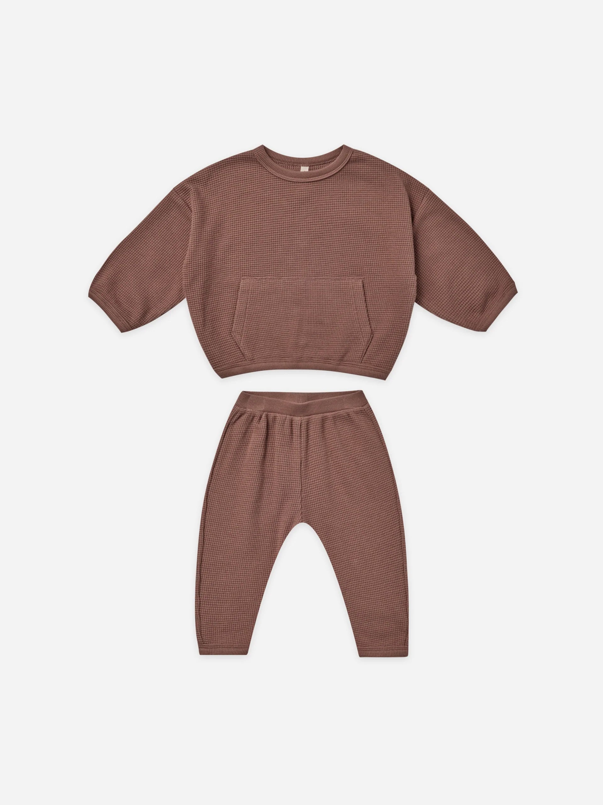 Waffle Top + Pant Set Pecan (3-6M)