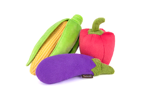 spring veggies dog toy set