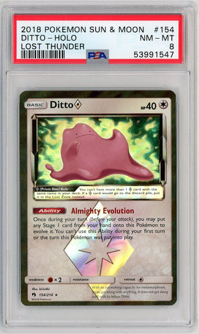 Pokemon Ditto Prism Star 154/214 Sun & Moon Lost Thunder Holo Rare