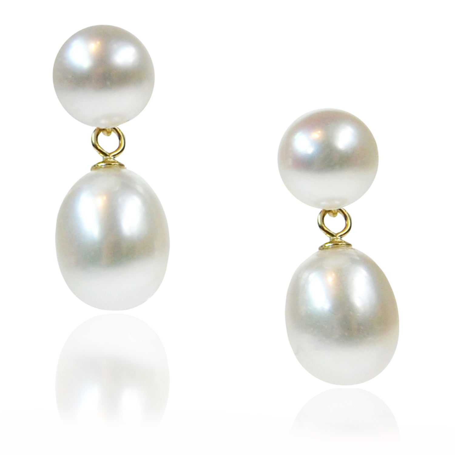 Pearl Drop Earrings on Gold - CD Pearls