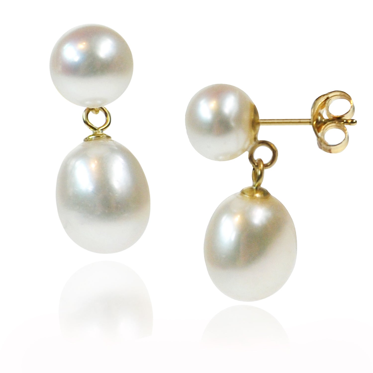Pearl Drop Earrings on Gold - CD Pearls