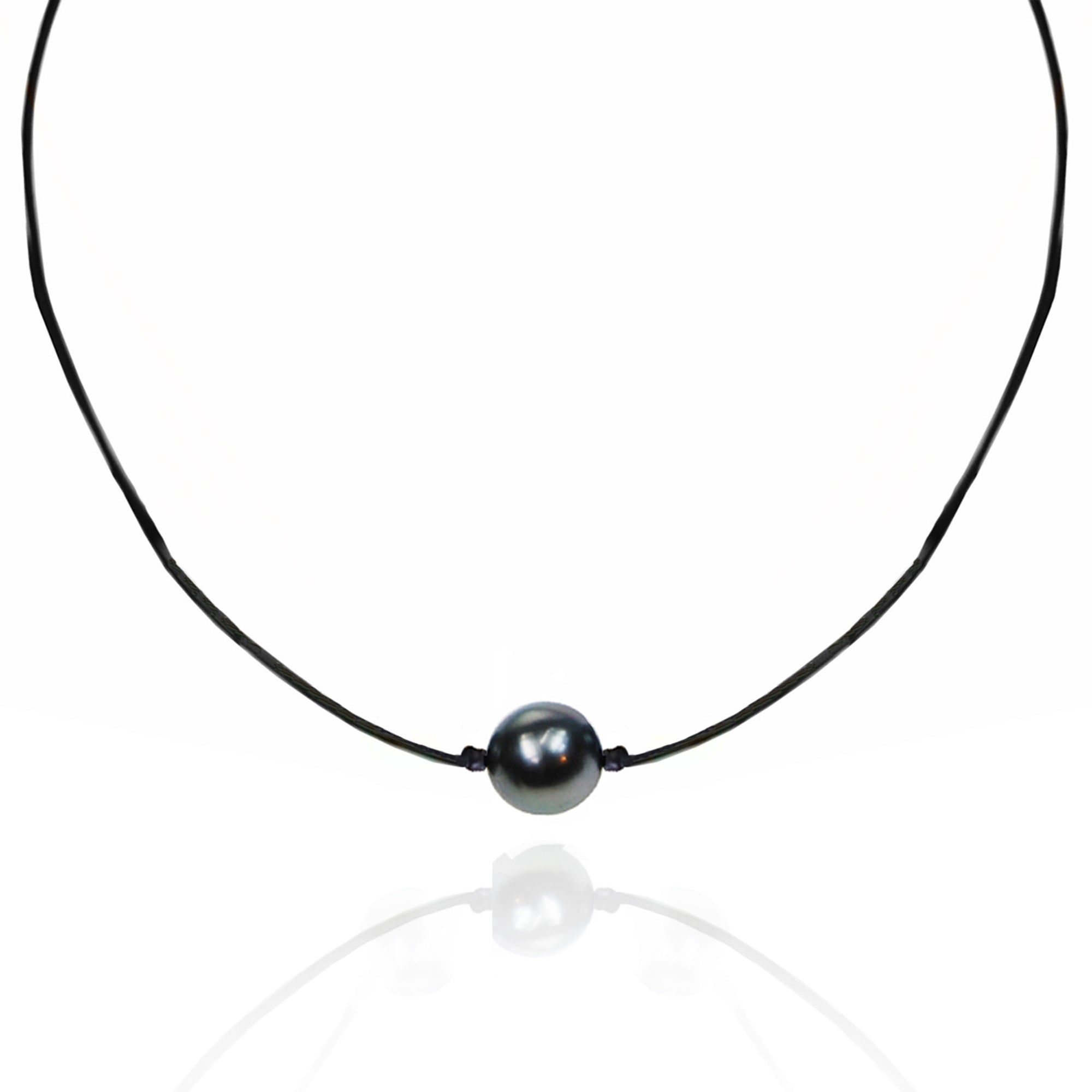 ELORA black pearl ribbon tie necklace (more colours available)