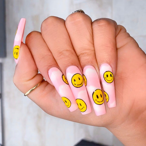 white and pink nail polish