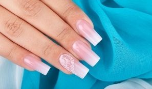 Featured image of post Two Tone Acrylic Blue Ombre Nails Once your base is dry apply two coats of pastel blue nail polish