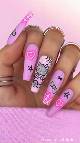 hello kitty halloween nails