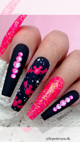 pink and black nail design