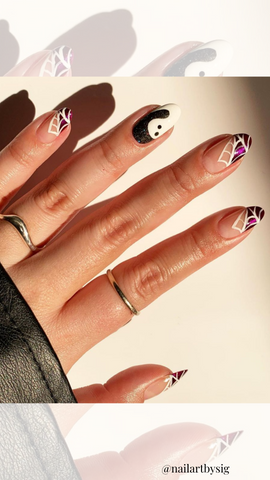 multi-patterned halloween nail art