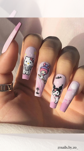 pink halloween nails 