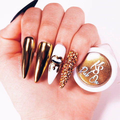 gold chrome nails