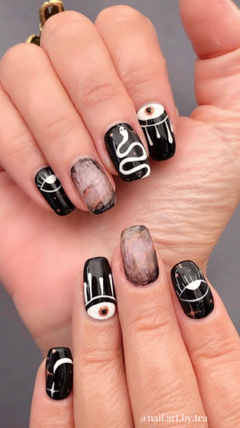 abstract halloween nail design