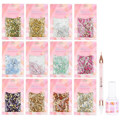 nail rhinestones packs in different colors