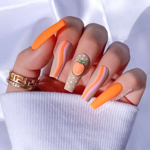 orange and gray nail designs