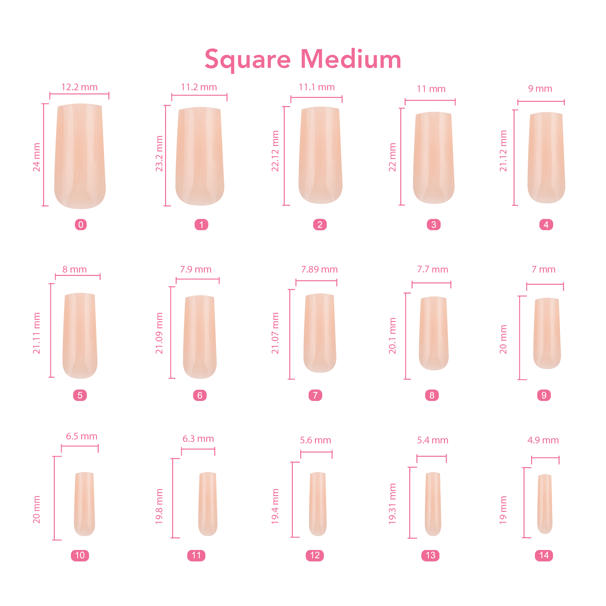 KS Press On Sizing Guide - Square Medium