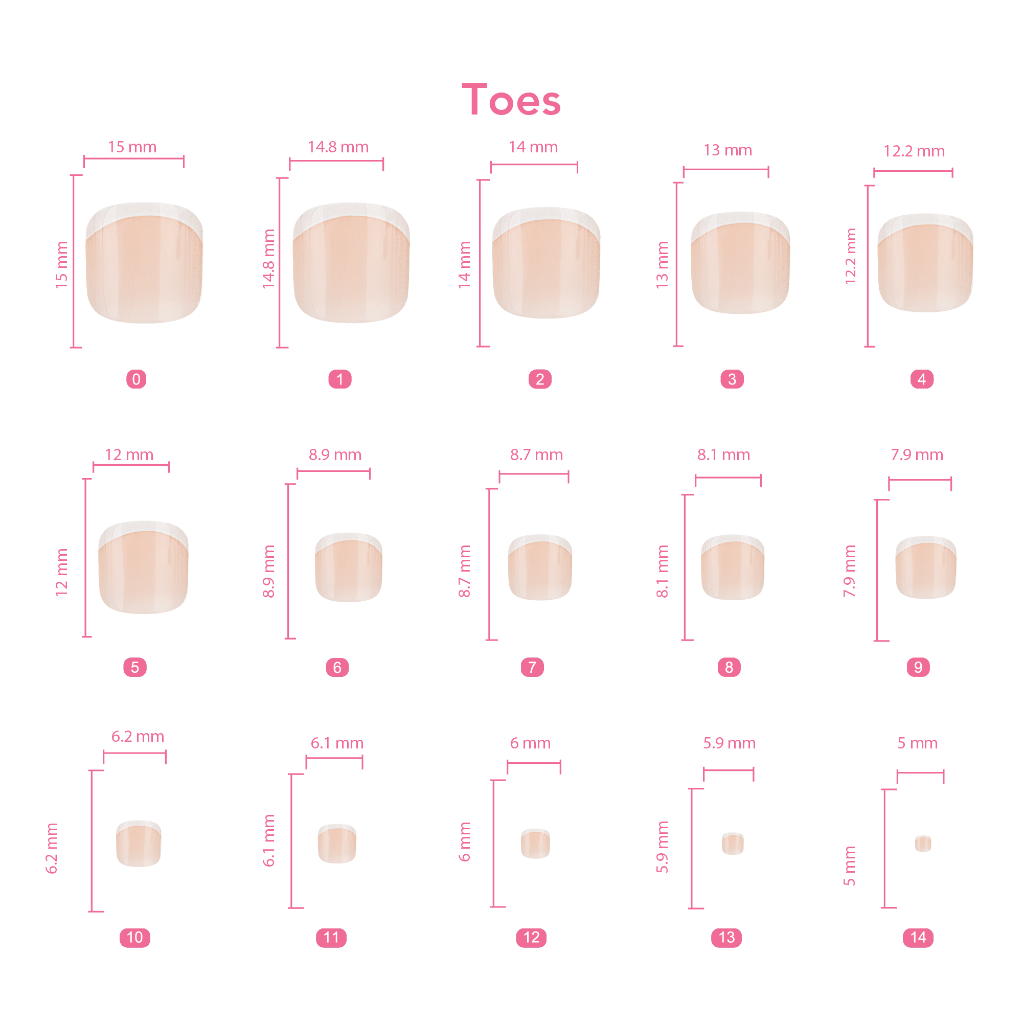 KS Press On Sizing Guide - Toes