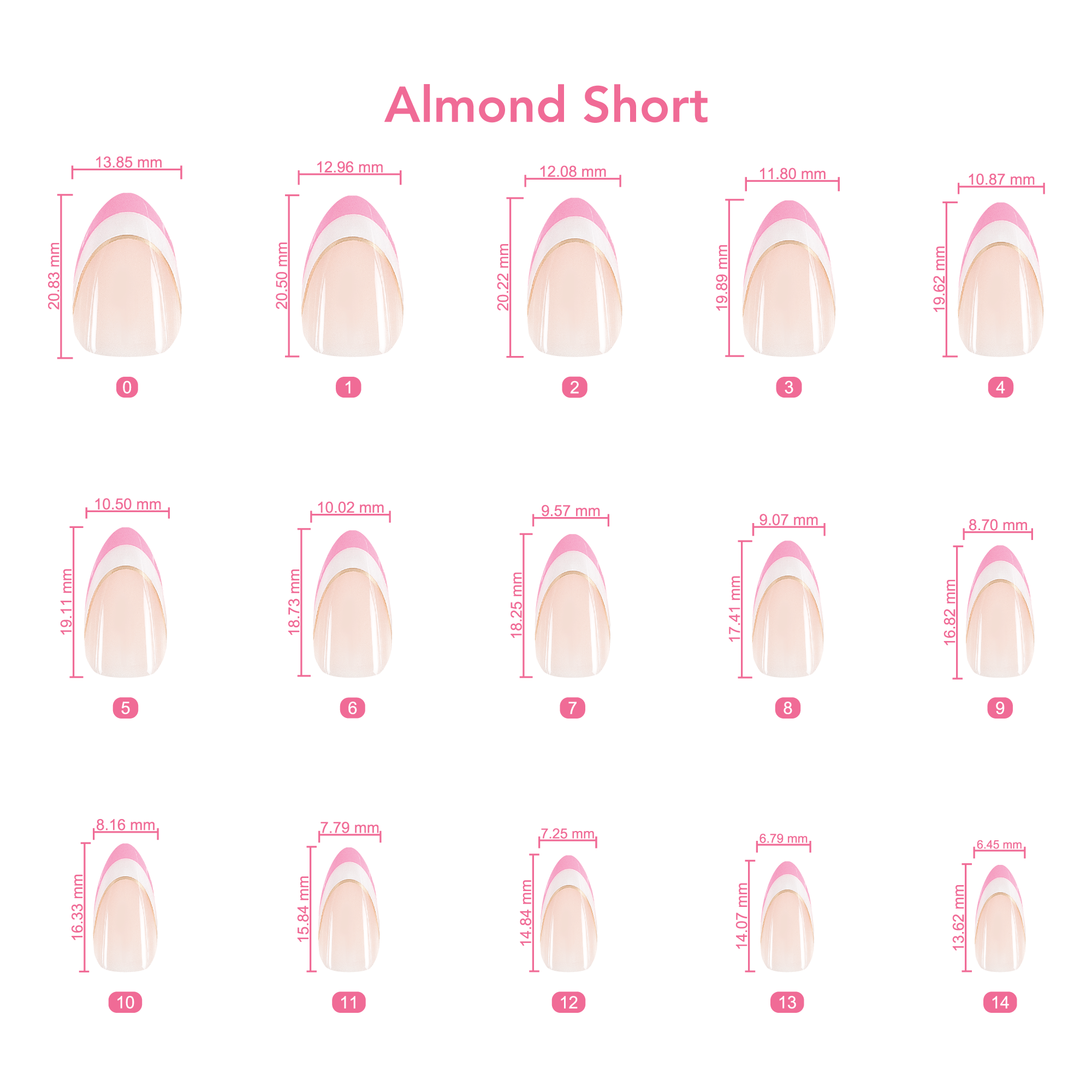 KS Press On Sizing Guide - Almond Short