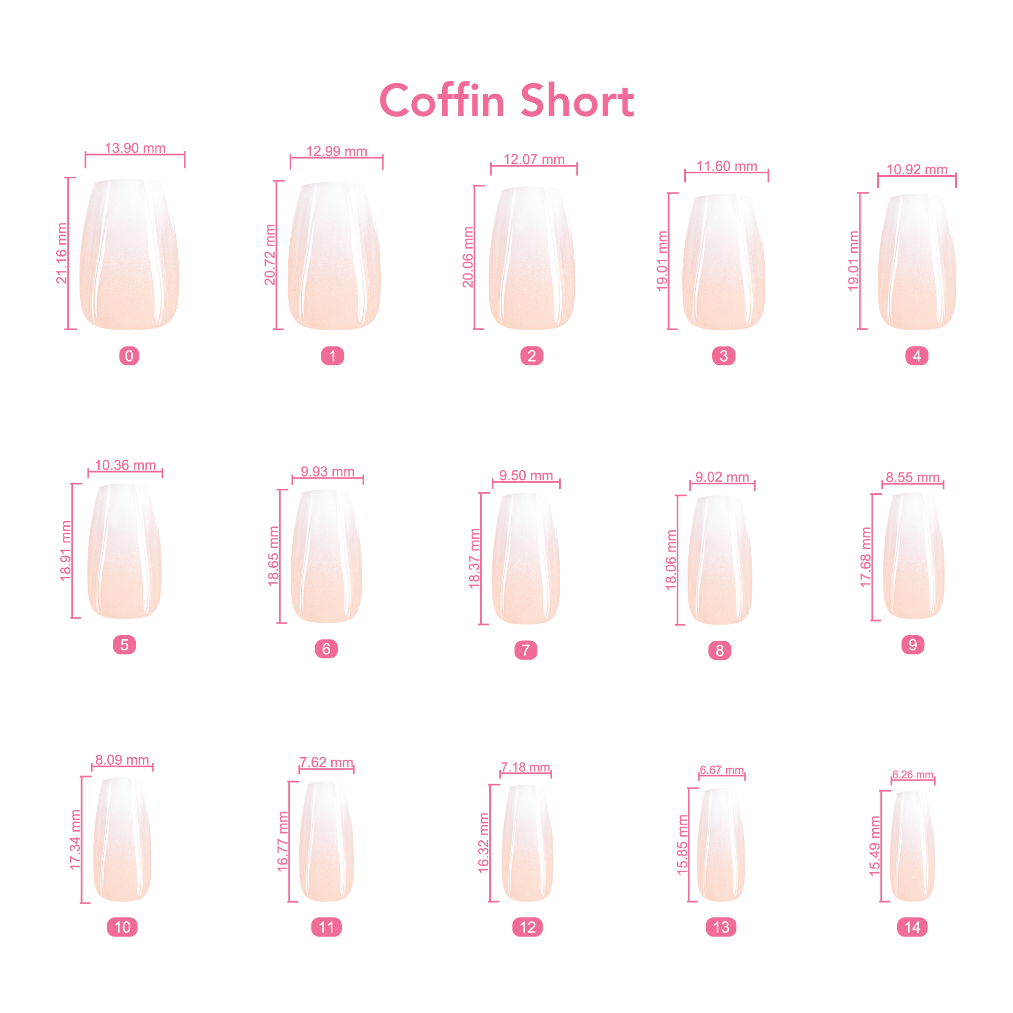 KS Press On Sizing Guide - Coffin Short