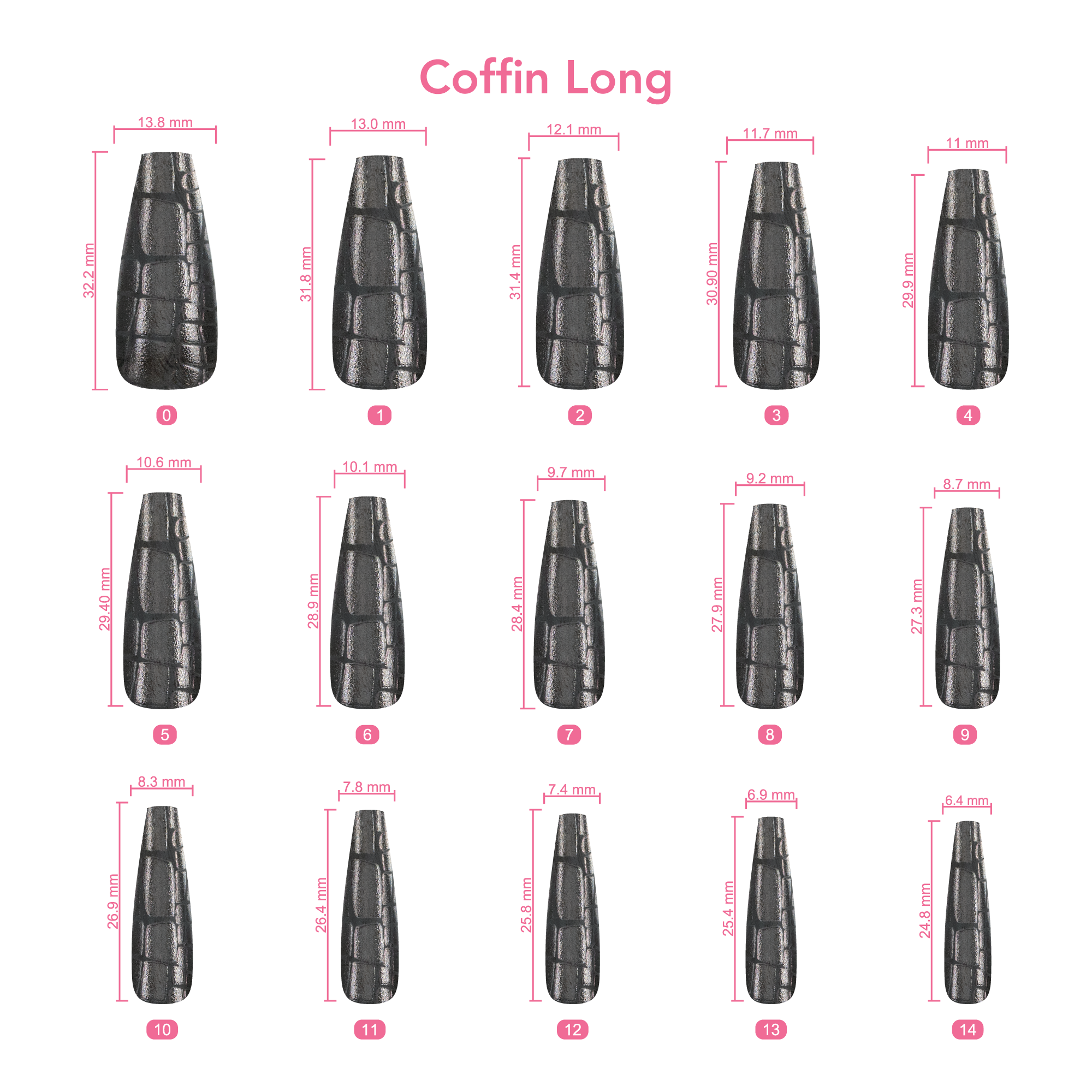 KS Press On Sizing Guide - Coffin Long