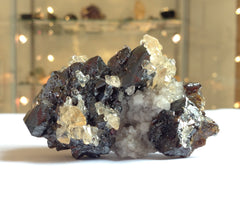 Sphalerite Specimen with Calcite from the Elmwood Mine, Tennessee. 