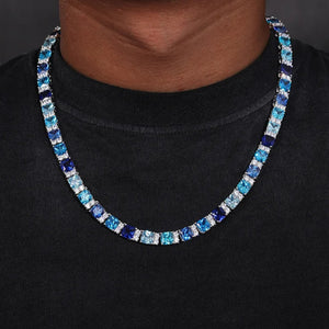 7mm S925 Blue Baguette Moissanite Diamond Tennis Chain - Different Drips 