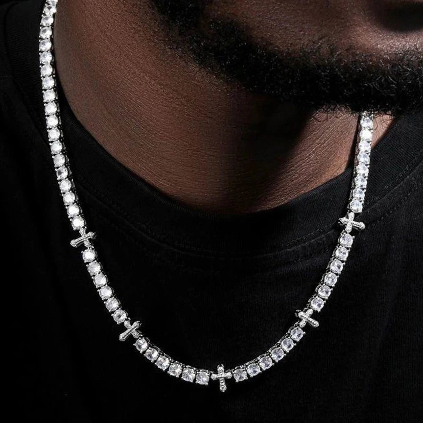 4mm Cross Stationed Tennis Chain
