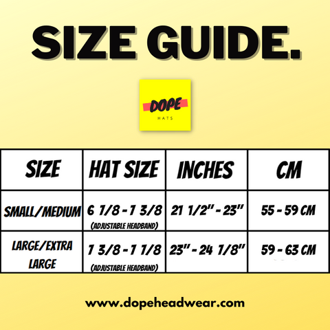 dope hats store men's and women's fedora sizing chart