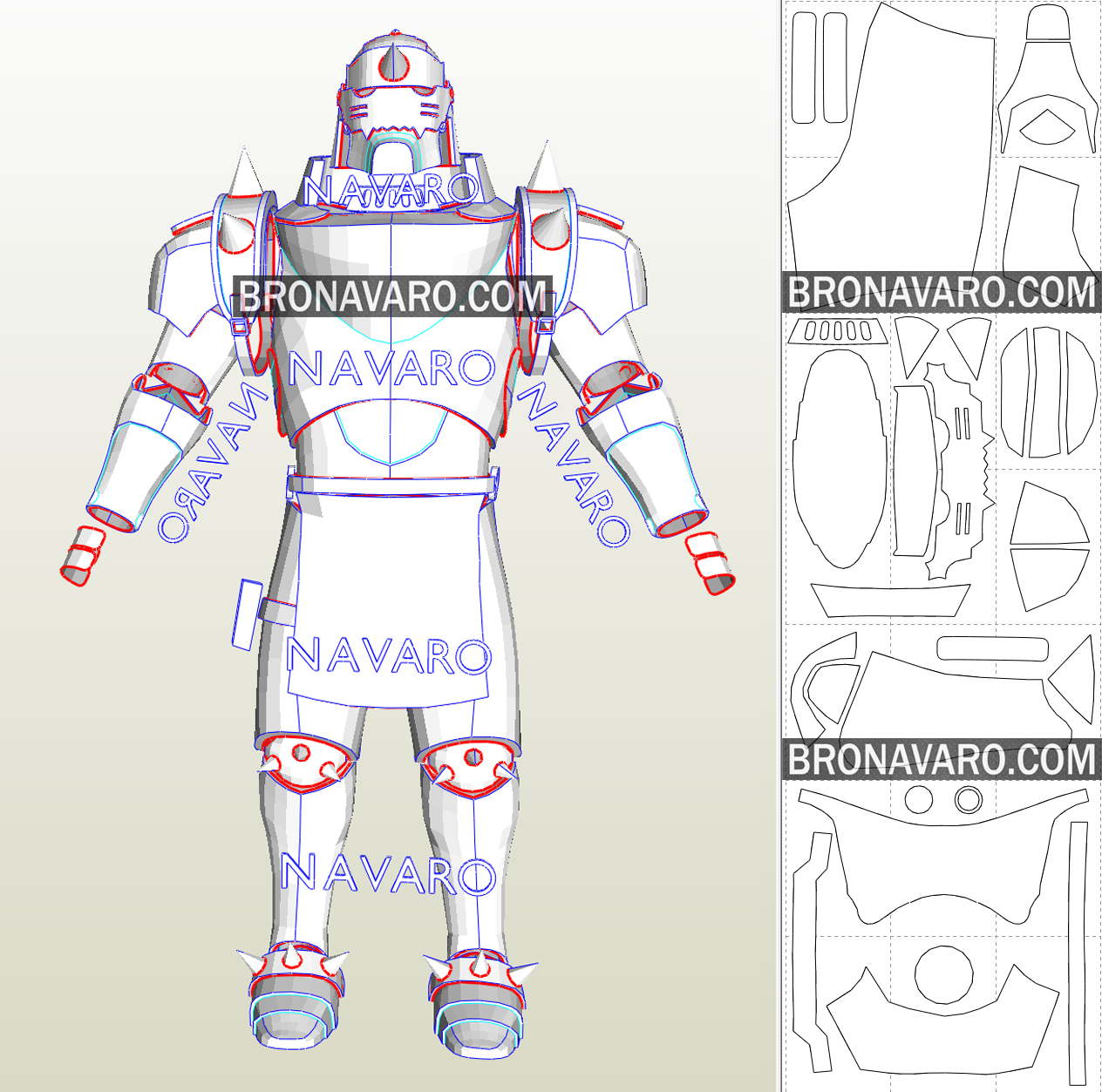 FULLMETAL ALCHEMIST Armor Template - Alphonse Elric Armor Pepakura – NAVARO