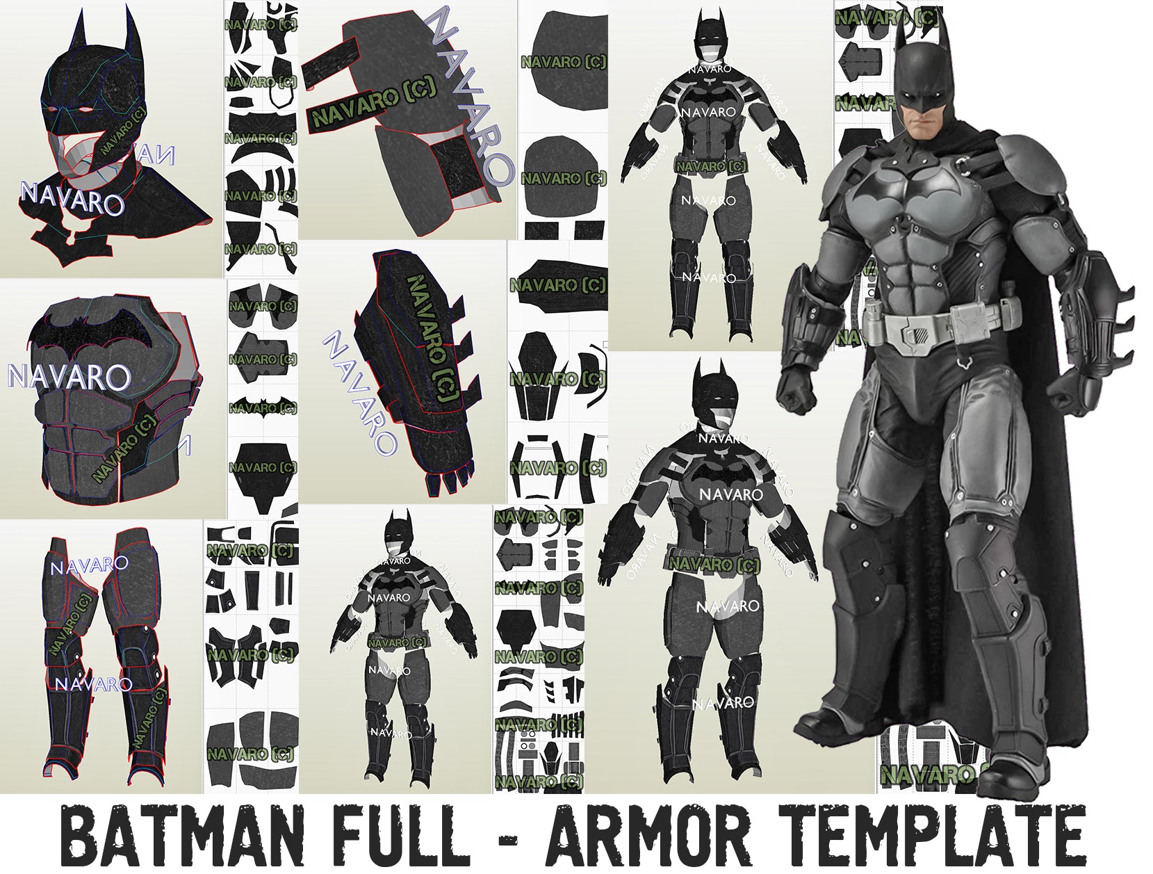 BATMAN Arkham Origins (Eva Foam Template) | Batman Armor Pepakura – NAVARO