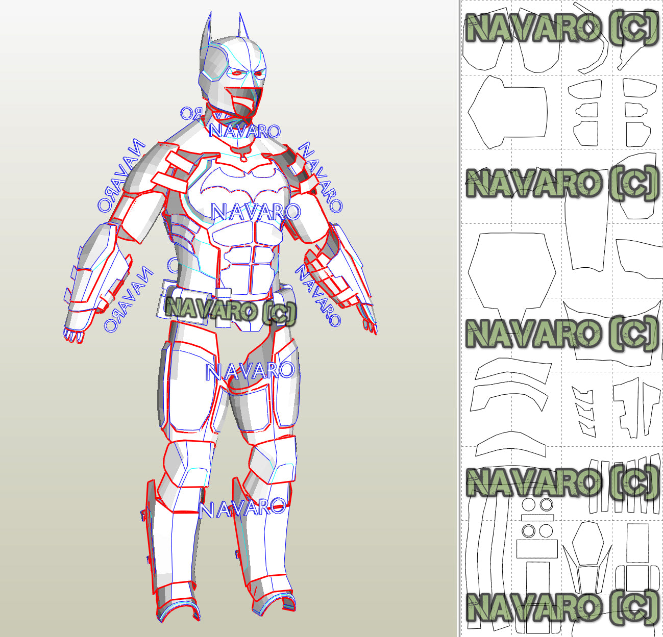 batman-arkham-origins-eva-foam-template-batman-armor-pepakura-navaro