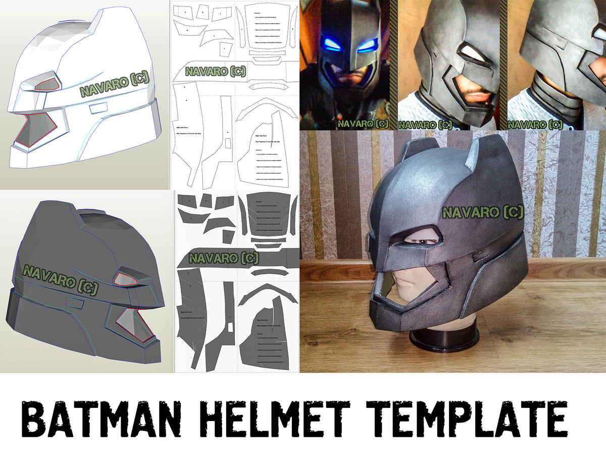 Armored Batman Helmet Foam Template + Neck Pattern | Batman Pepakura –  NAVARO