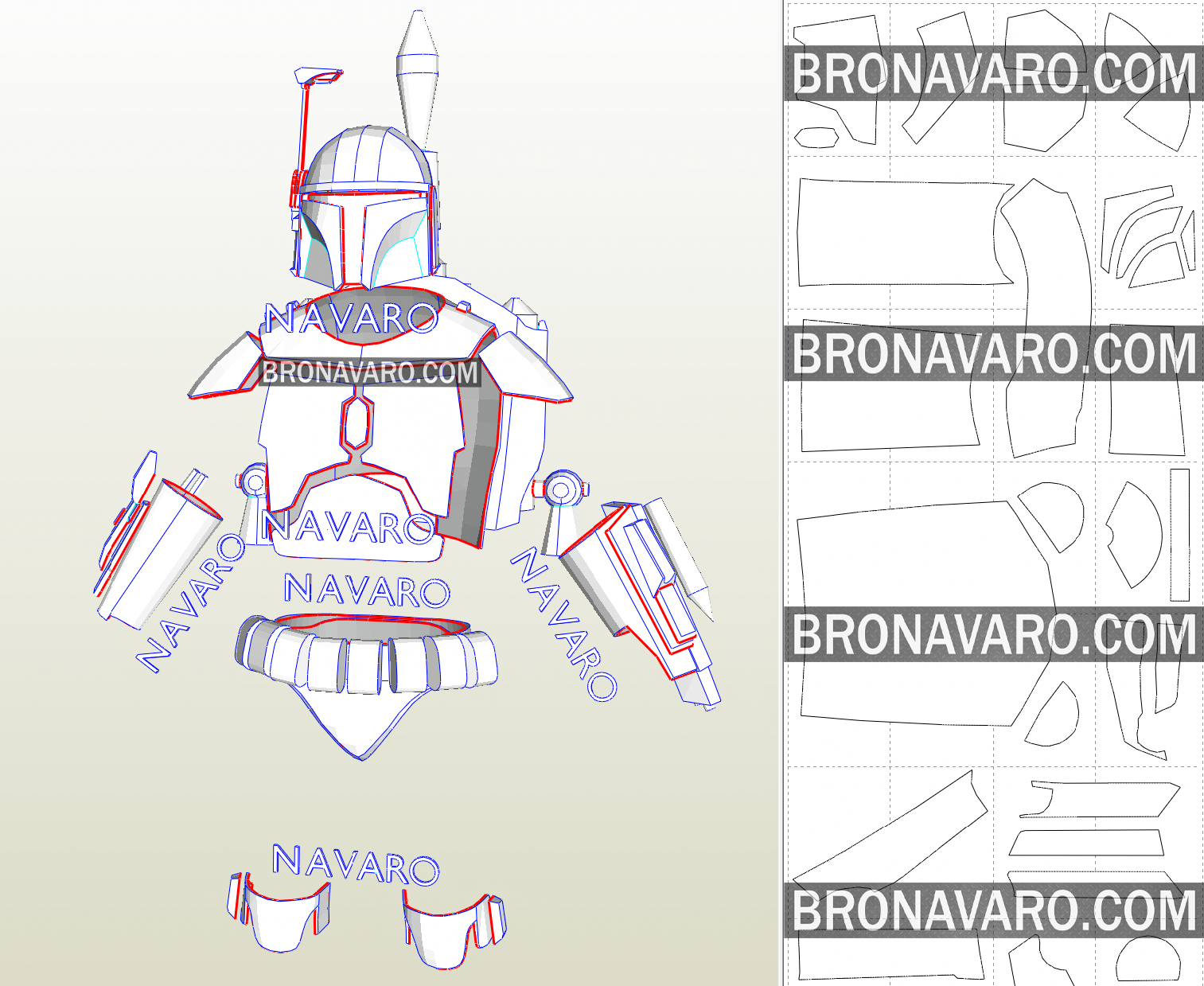 BOBA FETT Armor Template Boba Fett Full Armor Pepakura NAVARO