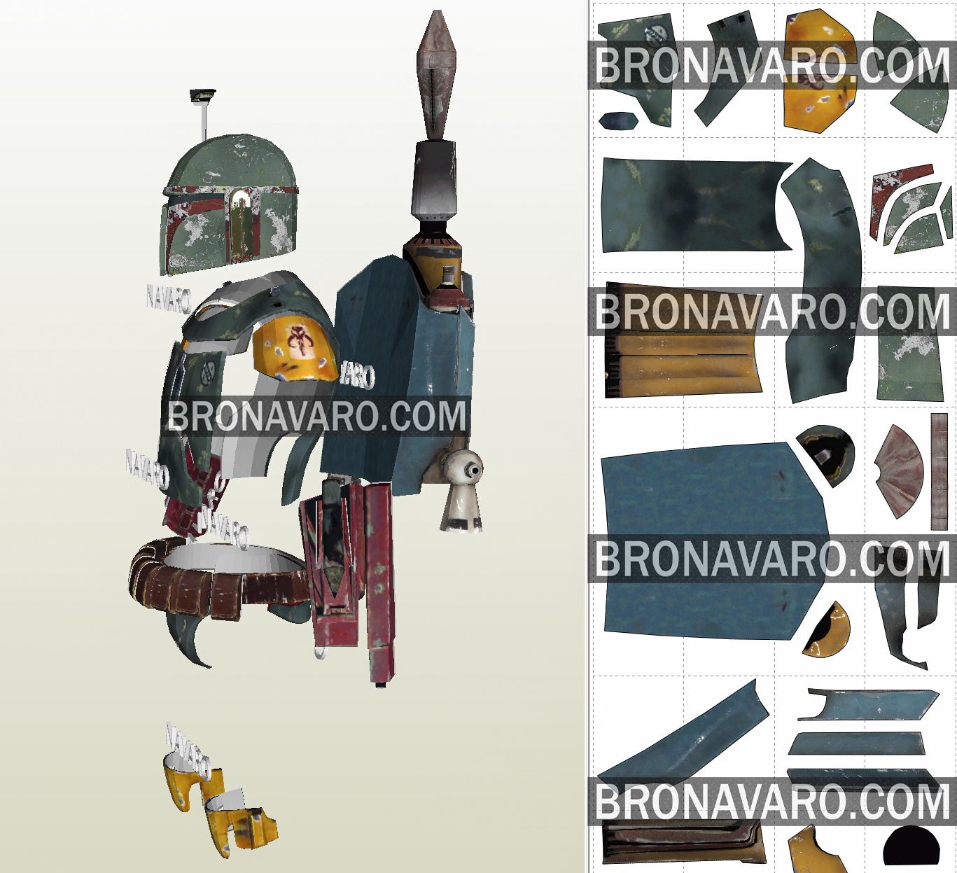 BOBA FETT Armor Template Boba Fett Full Armor Pepakura NAVARO