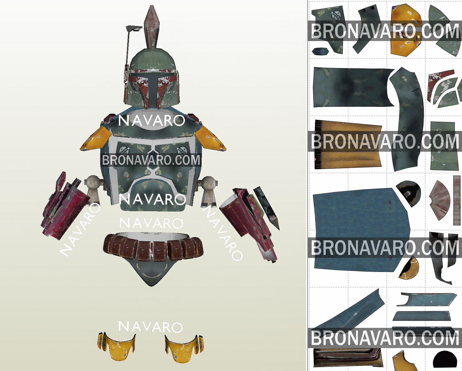 BOBA FETT Armor Template Boba Fett Full Armor Pepakura NAVARO