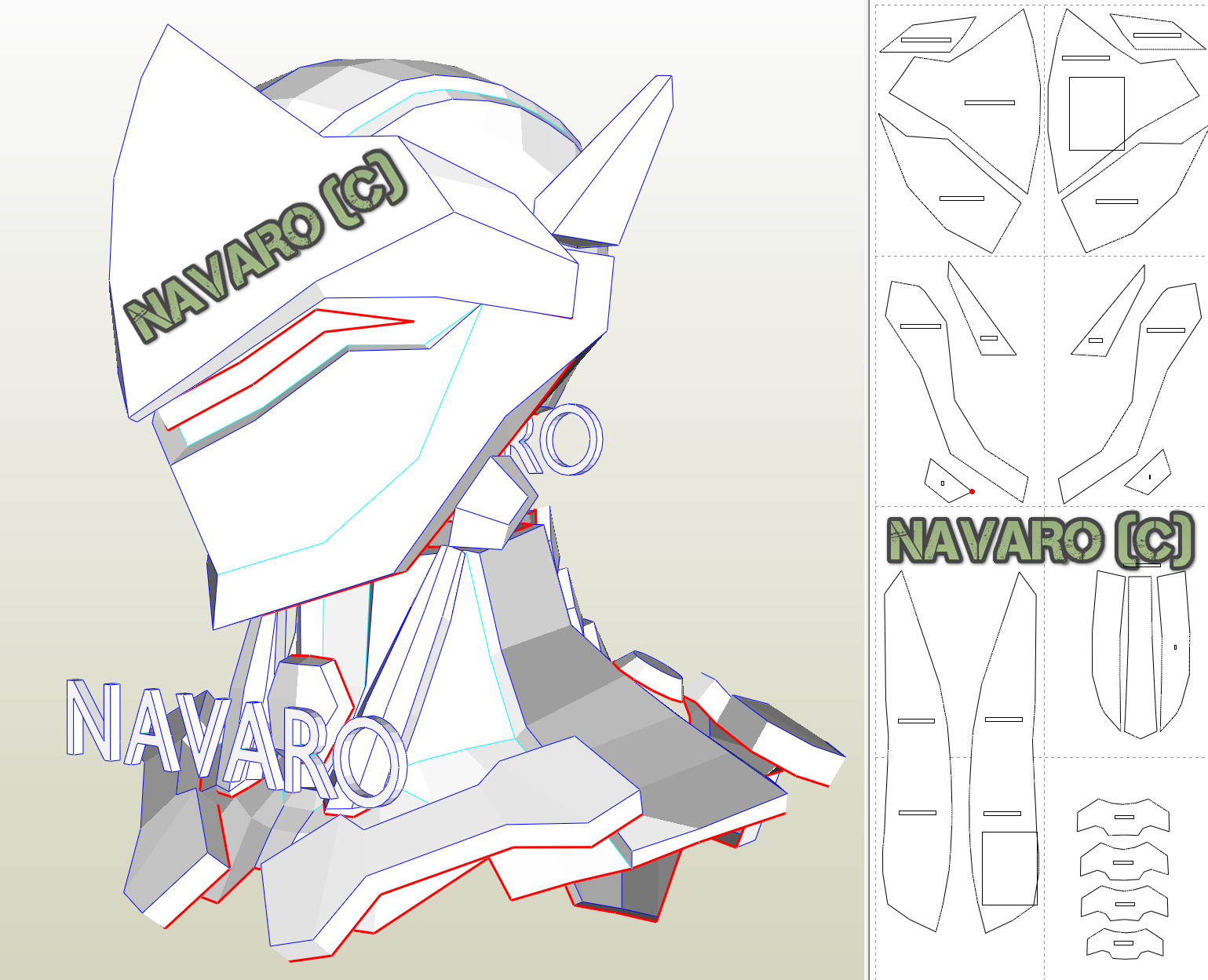 genji helmet pepakura scale