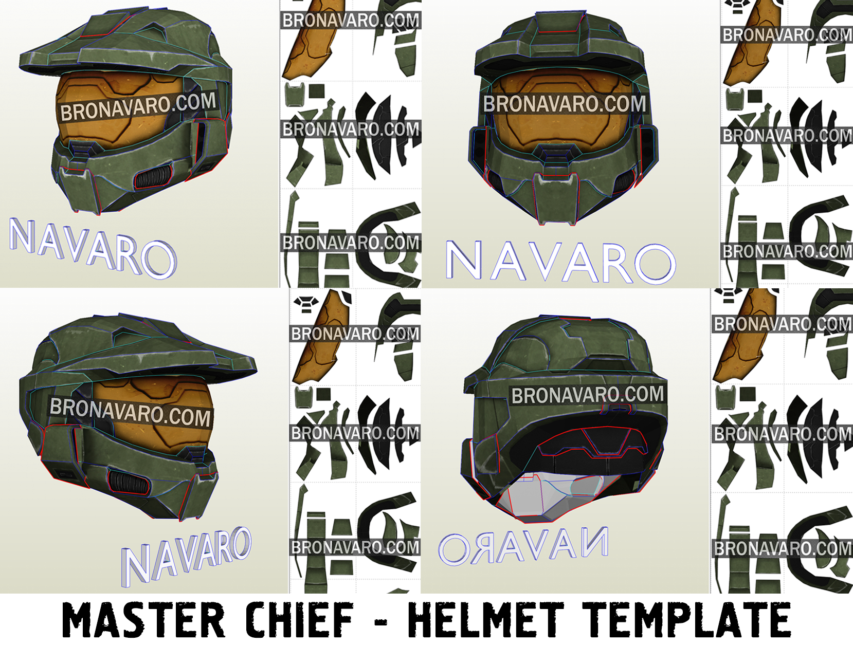 Master Chief Helmet (Foam Template) | Halo 3 Spartan Helmet Pepakura ...