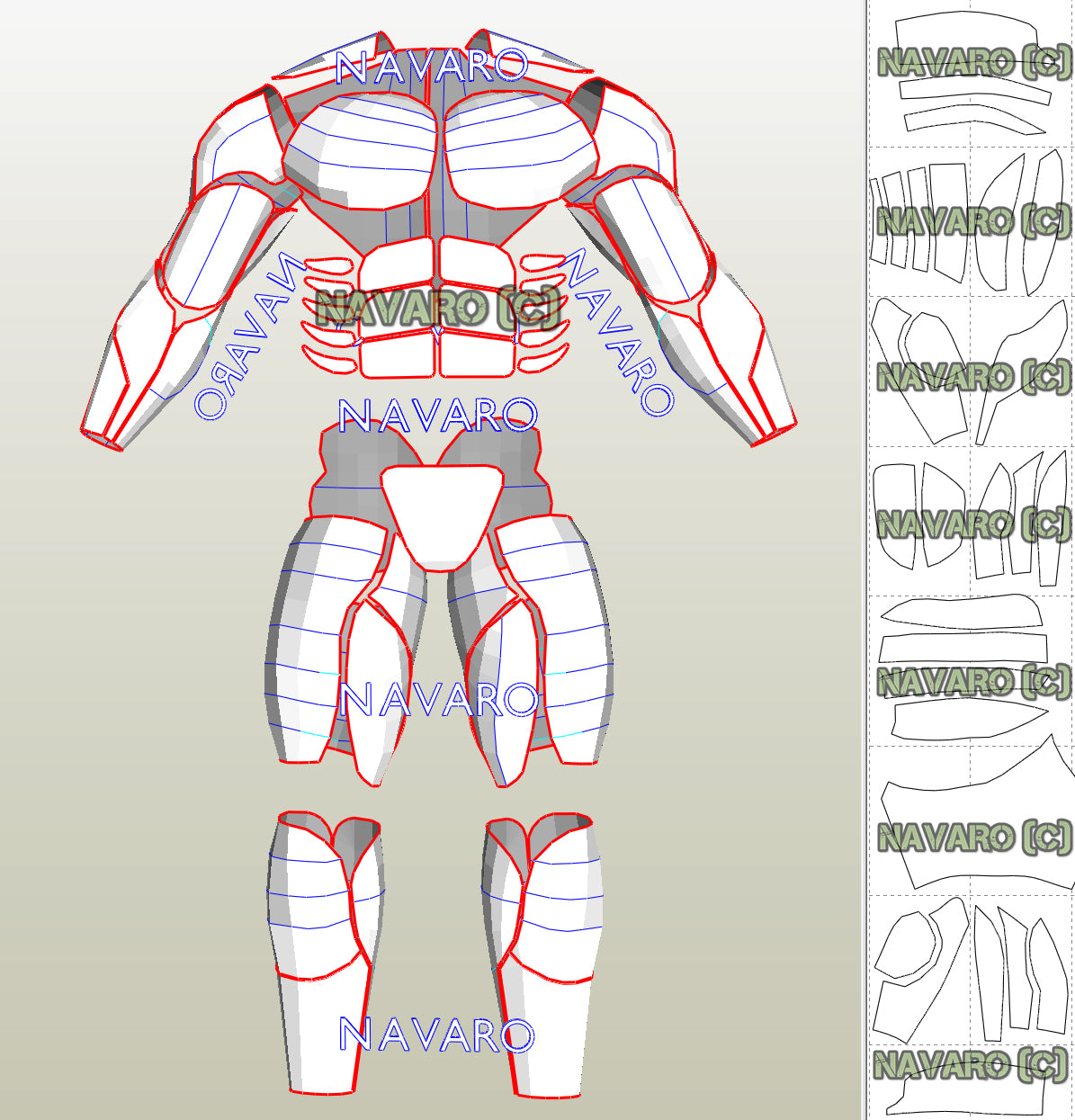 MUSCLE SUIT (Foam Template) Muscle Suit Pepakura NAVARO