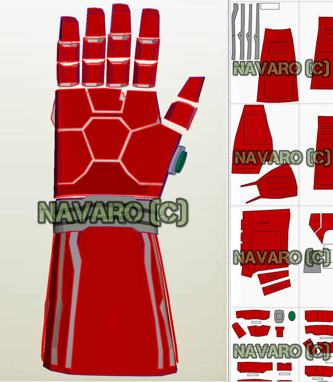 Endgame Nano Gauntlet (Foam Template) - Iron Man Nano Gauntlet Pepakura ...