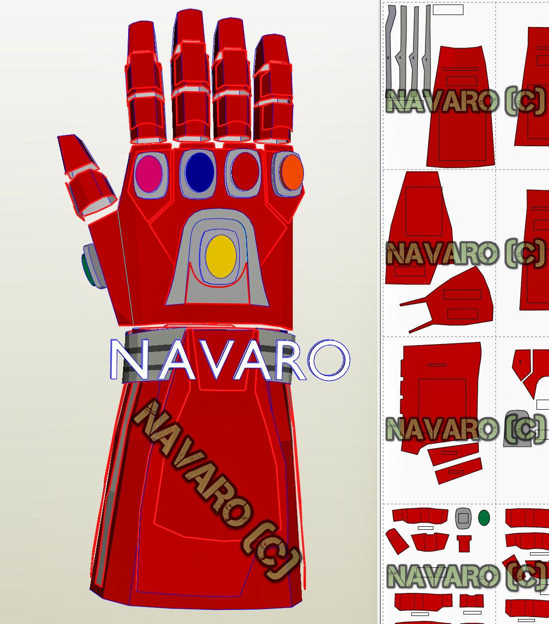 Endgame Nano Gauntlet (Foam Template) - Iron Man Nano Gauntlet Pepakura ...