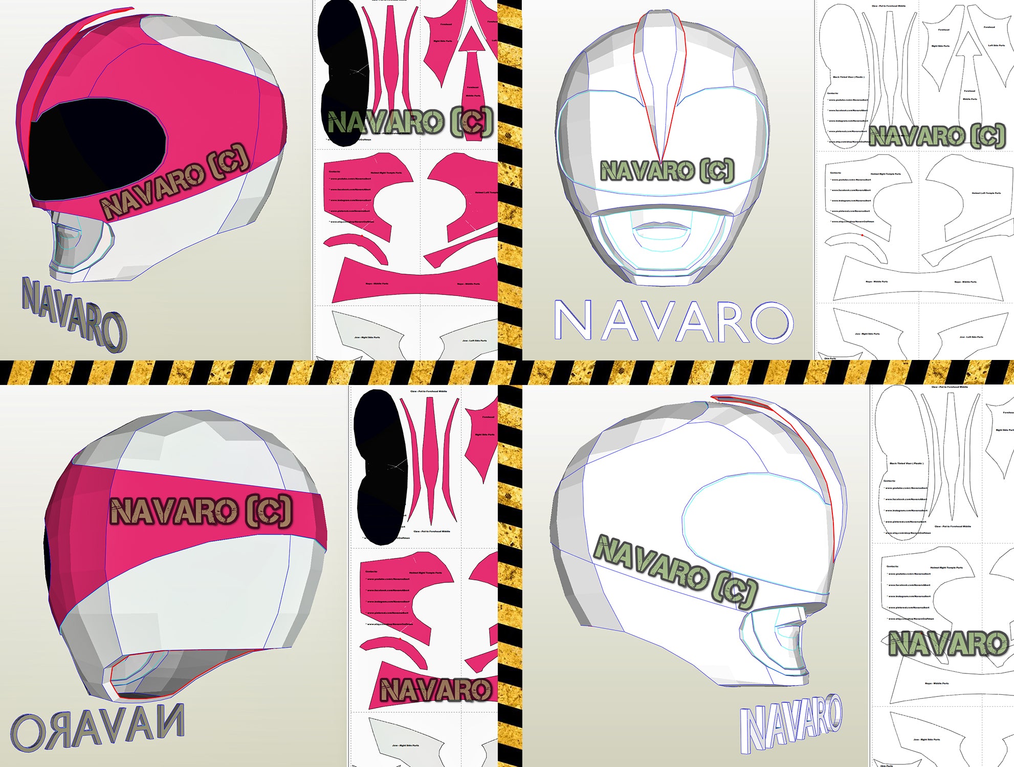 MMPR Power Rangers Helmet Pepakura Power Rangers Helmet Template NAVARO