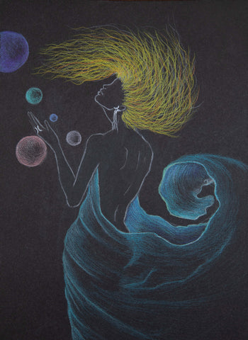 Pisces zodiac sign painting by Nanuka Chartolani, Mystic J