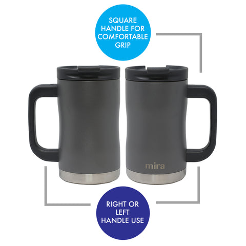 MIRA Coffee Mug Cup with Handle and Lid, 18 oz – MIRA Brands