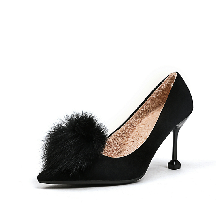 heels with fur ball