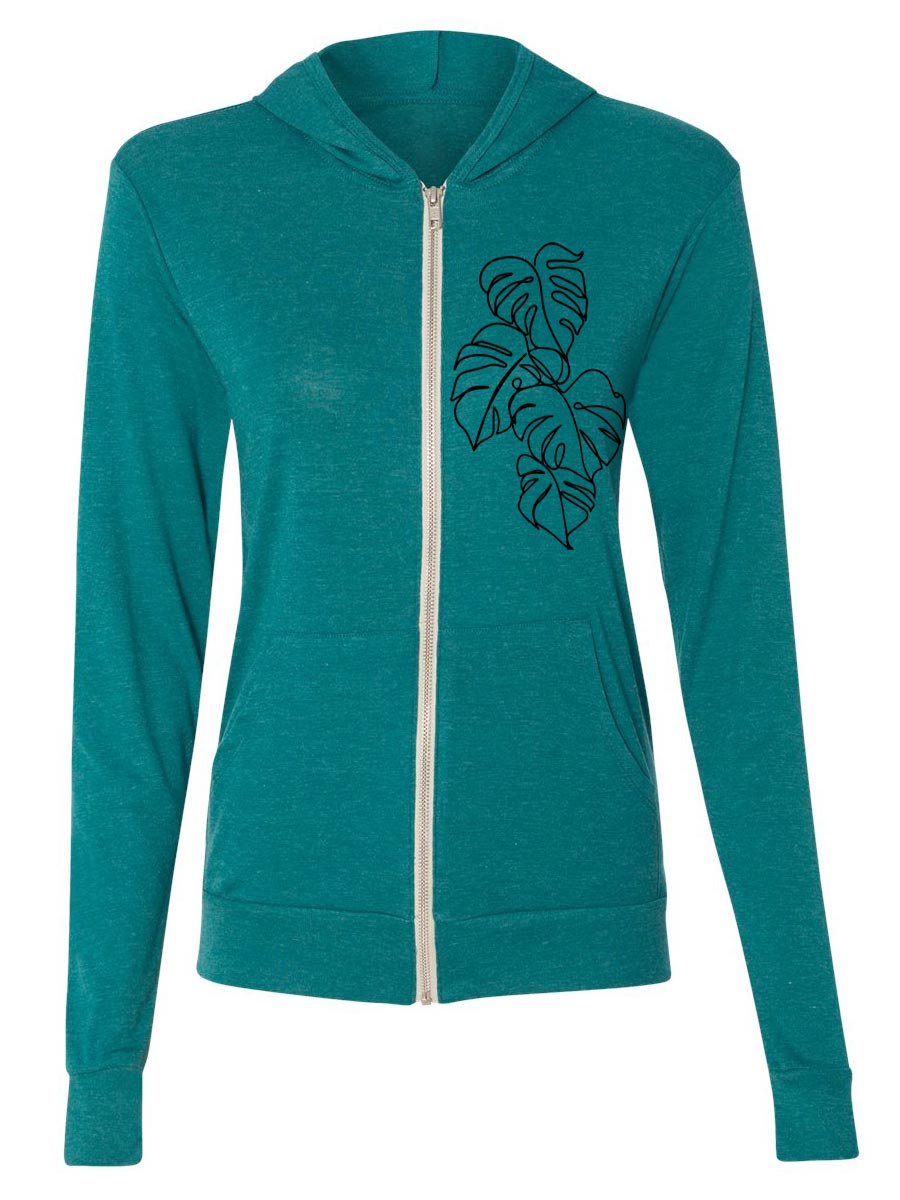 Monstera Plant Zip Up Hoodie Sweatshirt