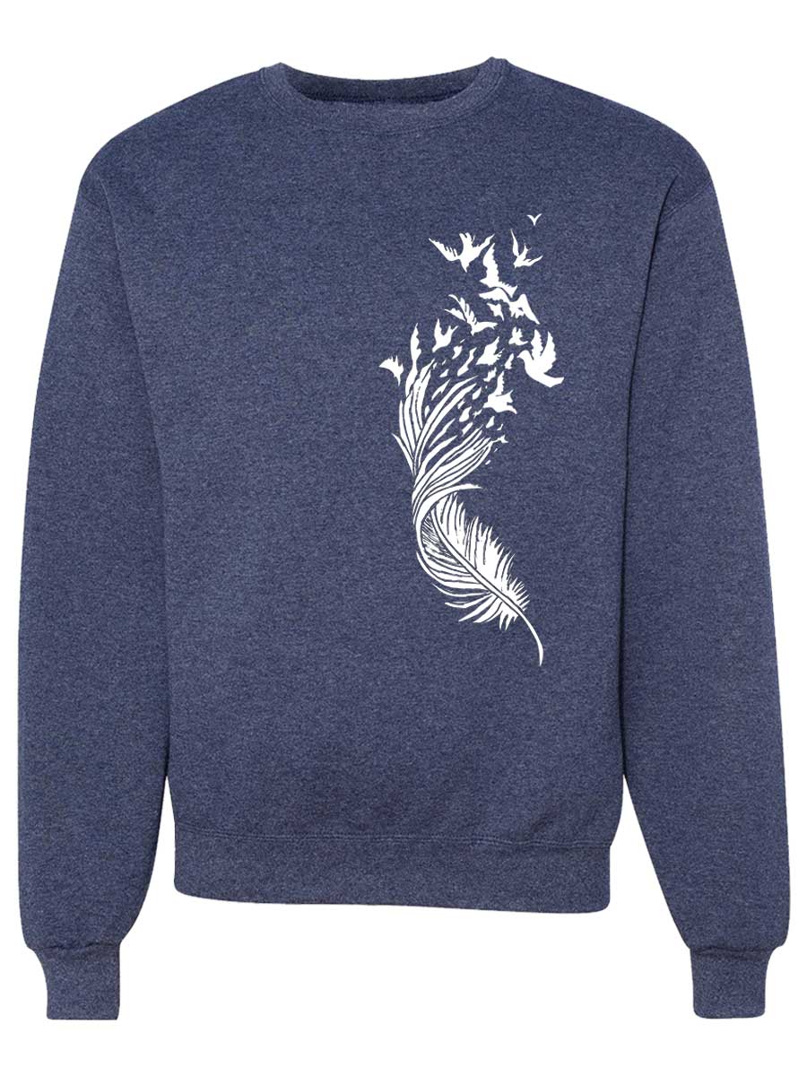 Bird Feather Boho Crewneck Sweatshirt