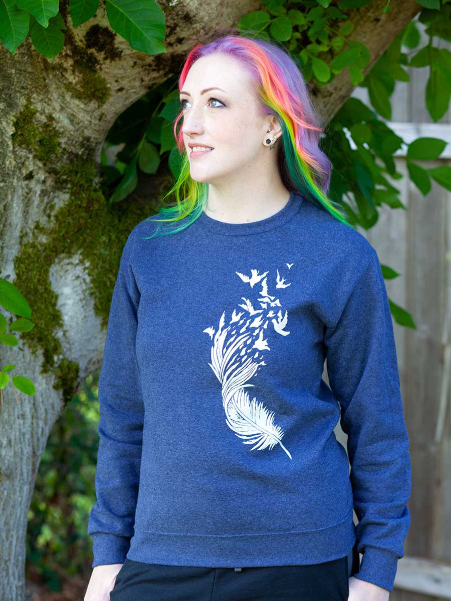 Bird Feather Boho Crewneck Sweatshirt