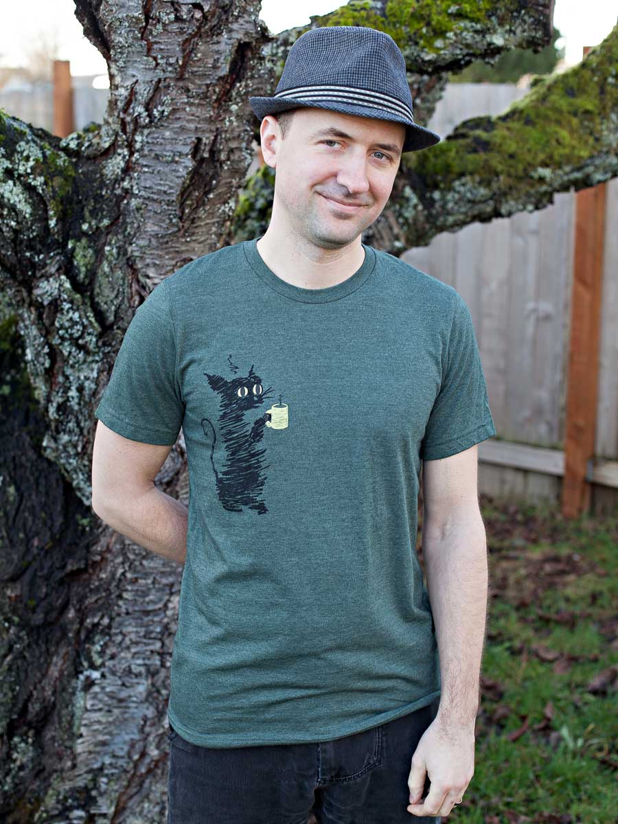 Coffee Cat Mens T-shirt