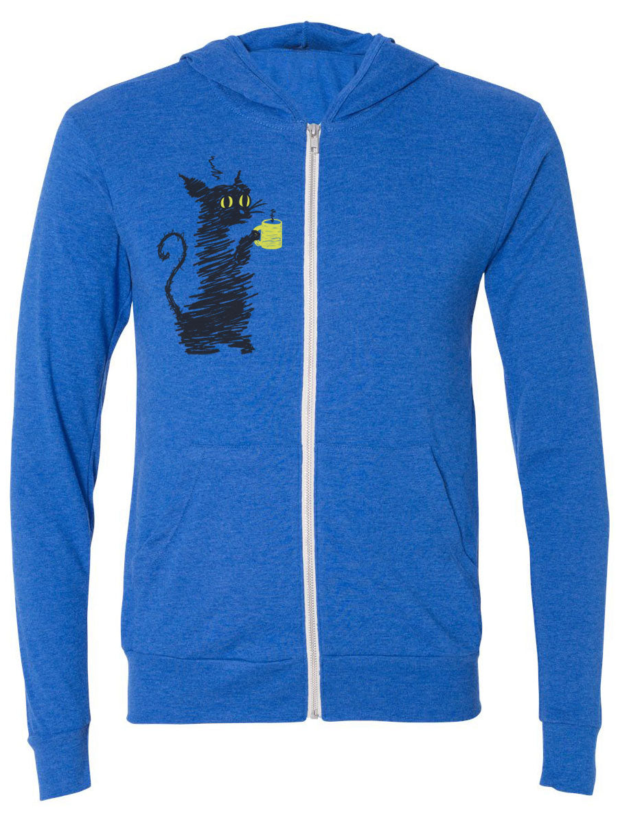 Coffee Cat Zip Hoodie Sweatshirt