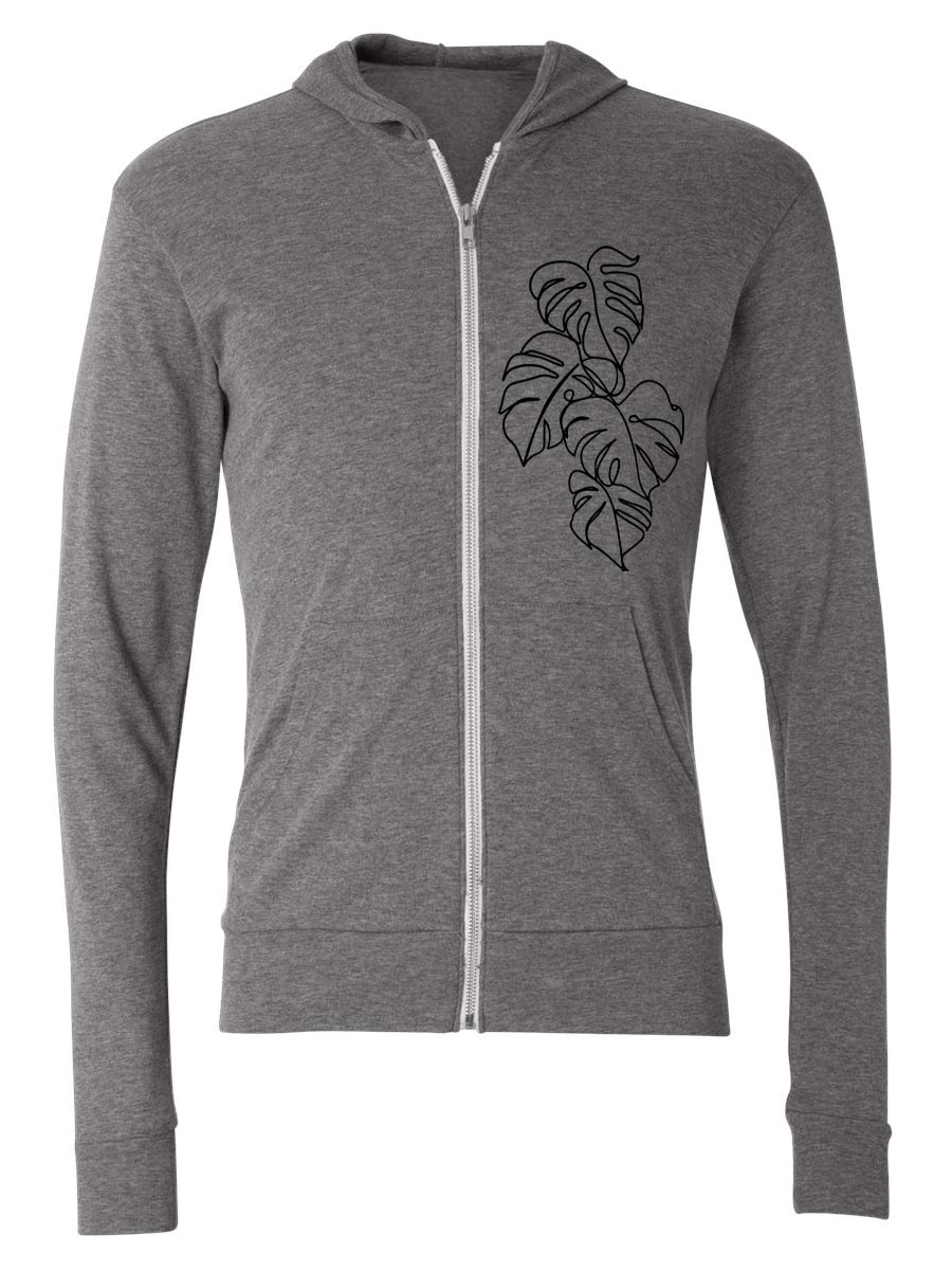 Monstera Plant Zip Up Hoodie Sweatshirt