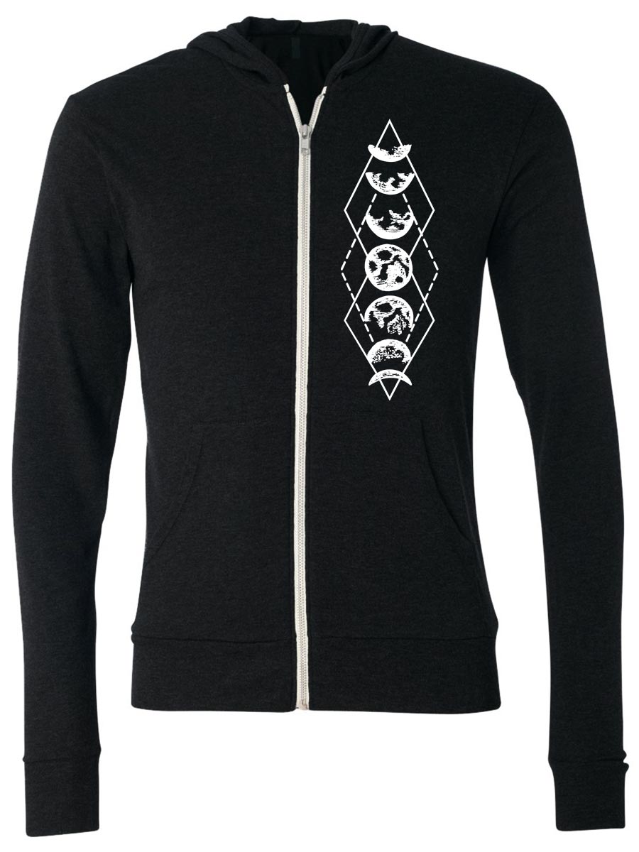 Moon Phases Zip Hoodie Sweatshirt